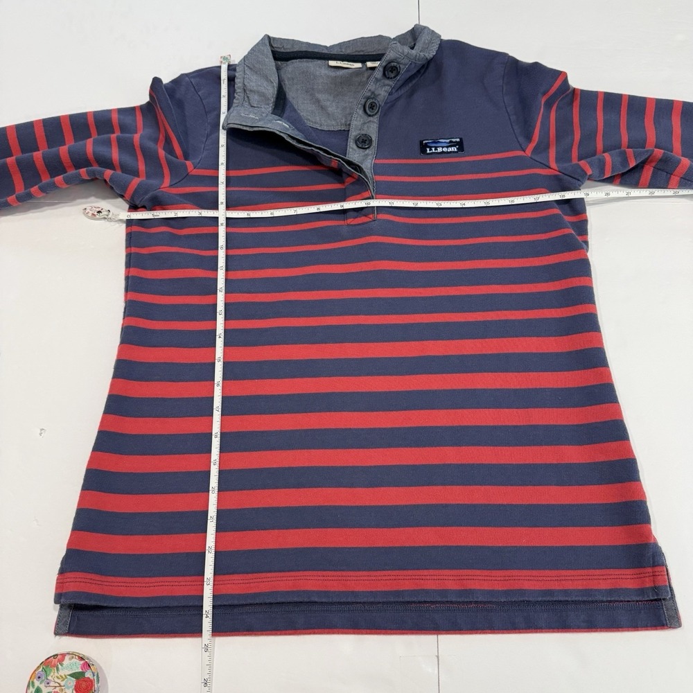 LL Bean Blue Red Striped Long Sleeve Cotton Rugby Pullover‎ Size MEDIUM - Picture 9 of 12
